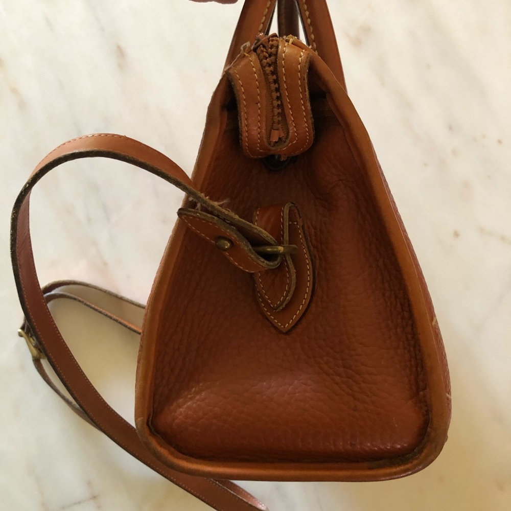Dooney & Bourke Tan/Brown Pebbled Leather Satchel Crossbody - Picture 5 of 8